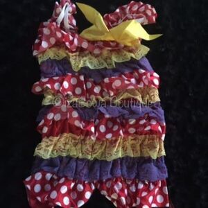 Polka Dot Party Satin Romper  RPDPM  Med 12M-2T  NWT Boutique